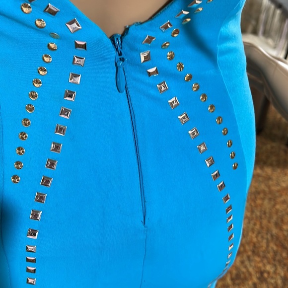 BEBE STUDDED BLUE SEXY DRESS S/P - Picture 7 of 12